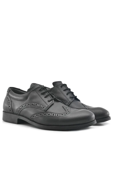 Rakerplus Titan Hakiki Deri Siyah Klasik Erkek Çocuk Ayakkabısı - Resim 12