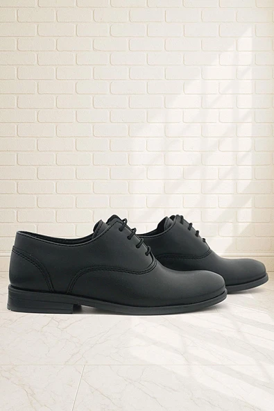 Rakerplus Smokin Siyah Mat Bağcıklı Çocuk Klasik Ayakkabısı ürün görseli