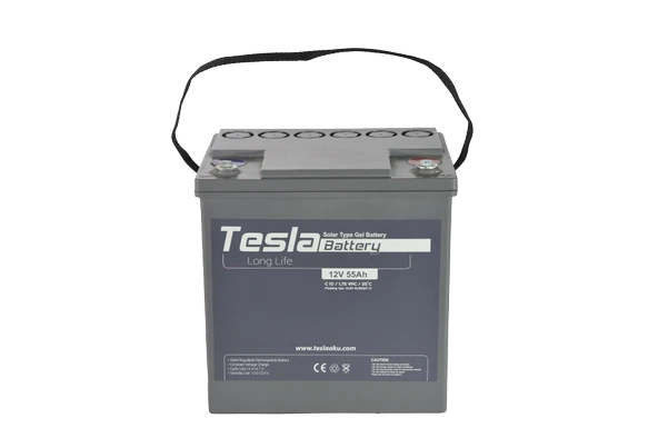 TESLA 12V 55AH SOLAR JEL AKÜ (YENİ ÜRETİM)