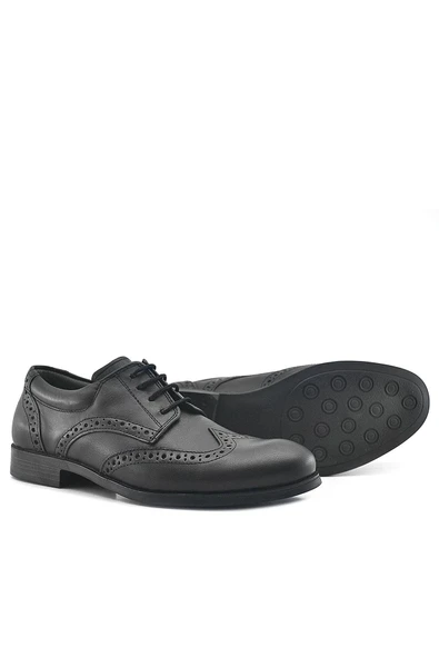 Rakerplus Titan Hakiki Deri Siyah Klasik Erkek Çocuk Ayakkabısı - Resim 5