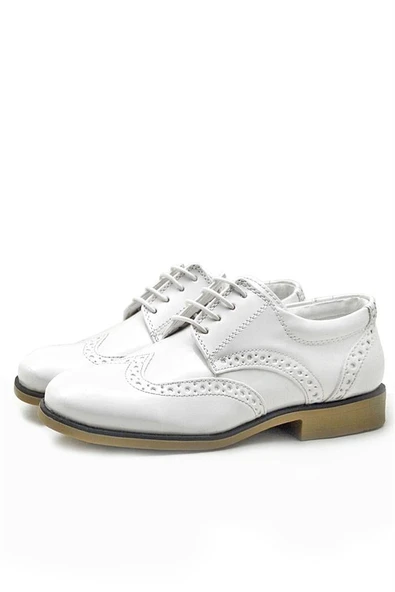 Rakerplus Titan Beyaz Rugan Bağcıklı Klasik Erkek Çocuk Klasik Ayakkabı - Resim 11