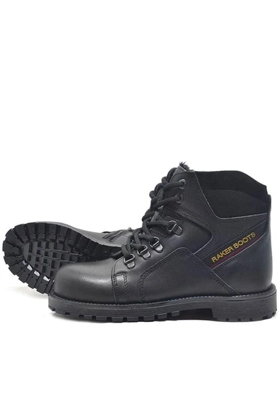 Rakerplus Hakiki Deri Siyah Cilt Fermuarlı Kürklü Çocuk Bot - Resim 5
