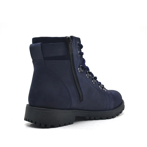 Rakerplus Griffon Hakiki Deri Lacivert Fermuarlı Bot - Resim 3