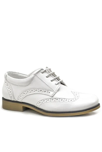 Rakerplus Titan Beyaz Rugan Bağcıklı Klasik Erkek Çocuk Klasik Ayakkabı - Resim 9