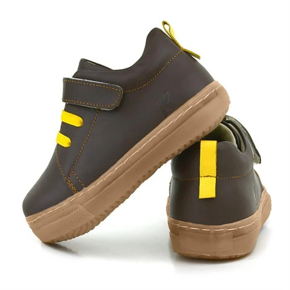 Anatomik Hakiki Deri Yumuşak Kahverengi Lastikli Cırtlı Çocuk Ayakkabı - Resim 7