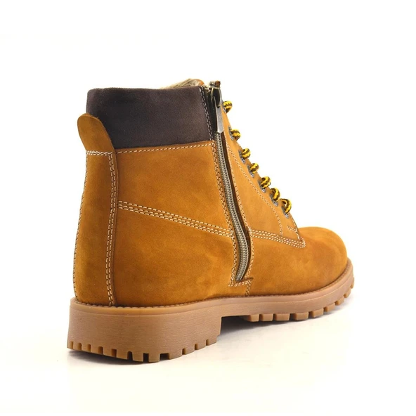 Rakerplus Neson Hakiki Deri Rahat Sarı Fermuarlı Unisex Çocuk Bot - Resim 3