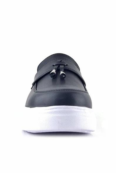 Rakerplus Siyah Mat Beyaz Taban Loafer Klasik Çocuk Ayakkabısı - Resim 4