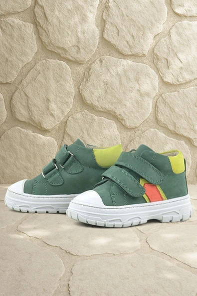 Rakerplus Tails Hakiki Deri Yeşil Cırtlı Çocuk Spor Bot ürün görseli