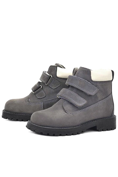 Rakerplus Neson Hakiki Deri Gri Cırtlı Kürklü Çocuk Bot - Resim 4