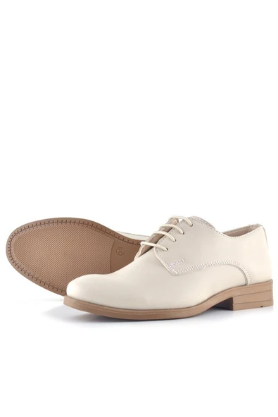 Rakerplus Krem Cilt Bağcıklı Oxford Çocuk Okul Ayakkabısı - 7