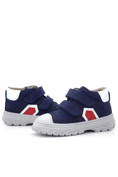 Rakerplus Tails Hakiki Deri Lacivert Kırmızı Cırtlı Çocuk Spor Bot - 8