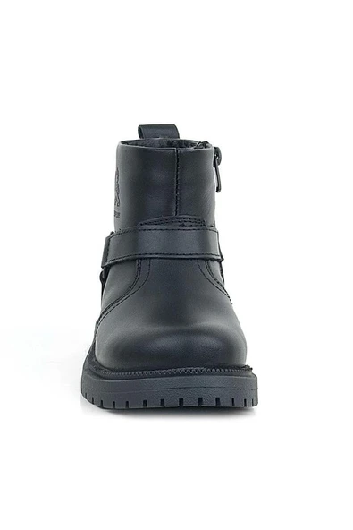 Gerçek Kürklü Hakiki Deri Siyah Fermuarlı Çocuk Bot - Resim 6