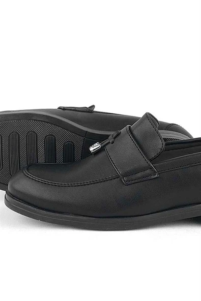 Rakerplus Loafer Siyah Mat Erkek Klasik Çocuk Ayakkabı - Resim 7