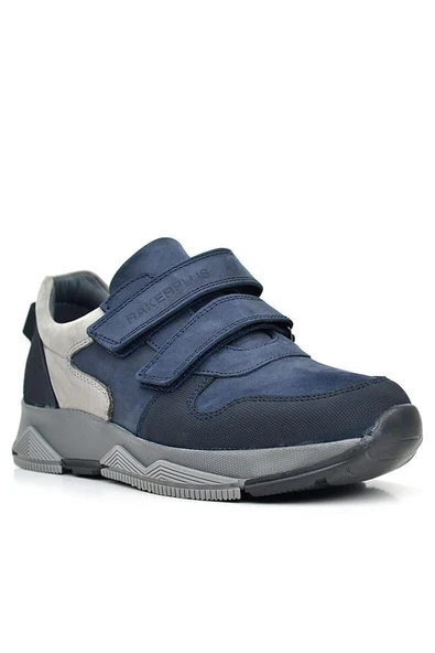 Rakerplus Hakiki Deri Lacivert Cırtlı Gri Tabanlı Çocuk Sneakers Spor Ayakkabı - Resim 9