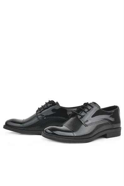 Rakerplus Siyah Rugan Bağcıklı Oxford Çocuk Klasik Ayakkabı - Resim 5