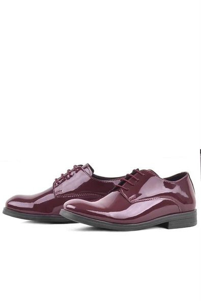 Rakerplus Bordo Rugan Bağcıklı Oxford Çocuk Okul Ayakkabısı - 5