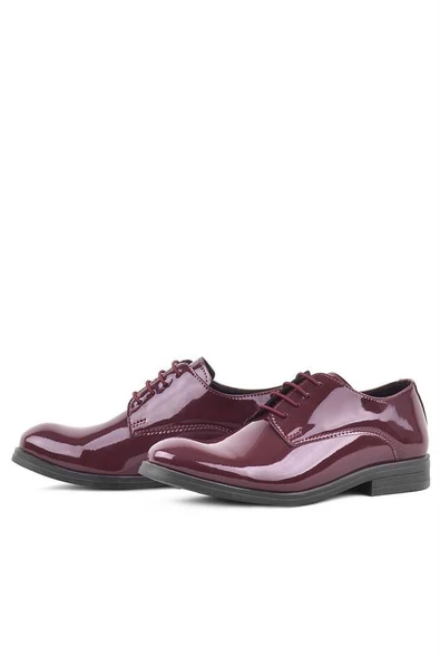 Rakerplus Bordo Rugan Bağcıklı Oxford Çocuk Okul Ayakkabısı - 5