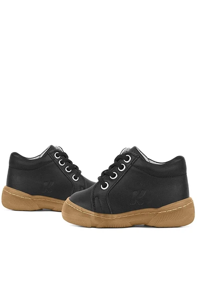 Anatomik Yumuşak Hakiki Deri Fermuarlı Siyah Bebek Bot Ayakkabı - Resim 8