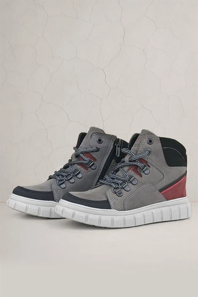 Rakerplus Hakiki Deri Gri Fermuarlı Erkek Çocuk Bot - Resim 9