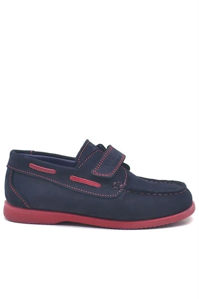 Rakerplus Simurg Hakiki Deri Lacivert Cırtlı Spor Erkek Çocuk Ayakkabı - Resim 3