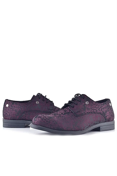 Rakerplus Bordo Bağcıklı Metal Detaylı Çocuk Klasik Takım Elbise Ayakkabı - 8