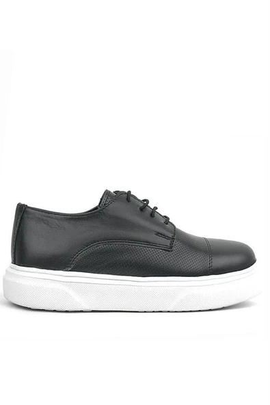Rakerplus Hakiki Deri Siyah Yüksek Taban Çocuk Klasik Ayakkabı - Resim 11
