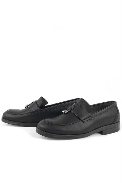 Rakerplus Loafer Siyah Mat Erkek Klasik Çocuk Ayakkabı - Resim 12