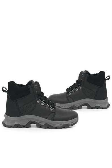 Rakerplus Hakiki Deri Siyah Fermuarlı Trekking Erkek Çocuk Bot - Resim 7