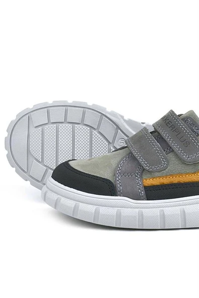 Rakerplus Hakiki Deri Gri Cırtlı Çocuk Günlük Spor Okul Ayakkabı - 8