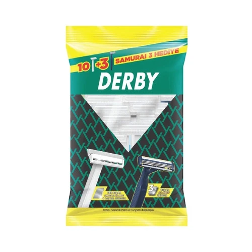 Derby Tek Bıçaklı + Samurai Tıraş Bıçağı 10+3 Adet 3 Paket