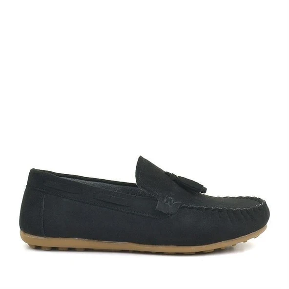 Rakerplus Siyah Süet Erkek Çocuk Makosen Ayakkabı - Resim 9