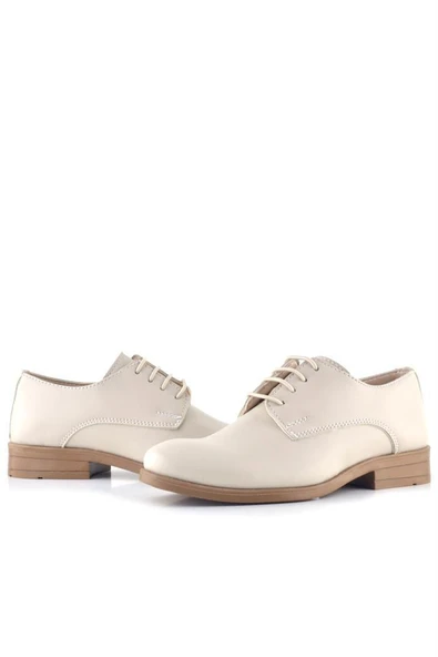 Rakerplus Krem Cilt Bağcıklı Oxford Çocuk Okul Ayakkabısı - 8