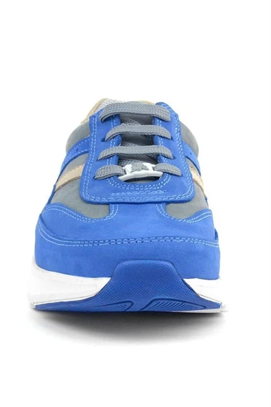 Rakerplus Hakiki Deri Anatomik Saks Mavi Taba Bağcıklı Hafif Çocuk Spor Ayakkabı - Resim 4