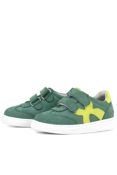 Rakerplus Hakiki Deri Yeşil Cırtlı Çocuk Spor Ayakkabı - Resim 11