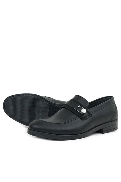 Rakerplus Loafer Hakiki Deri Siyah Klasik Erkek Genç Ayakkabısı - Resim 6