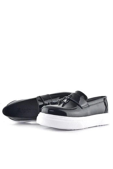 Rakerplus Siyah Rugan Beyaz Taban Loafer Klasik Çocuk Ayakkabısı - Resim 9