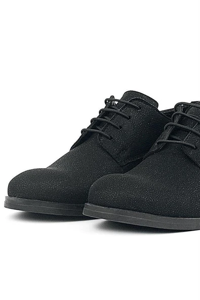 Rakerplus Siyah Simli Bağcıklı Takım Elbise Klasik Çocuk Ayakkabı - 8