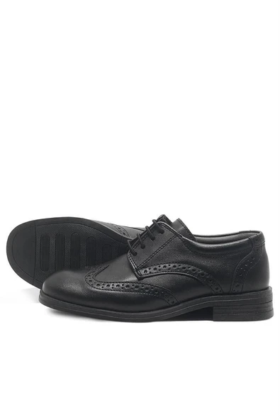 Rakerplus Siyah Bağcıklı Erkek Çocuk Klasik Okul Ayakkabısı - 12