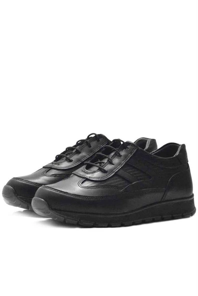 Rakerplus Hakiki Deri Siyah Bağcıklı Erkek Genç Spor Okul Ayakkabı - 3