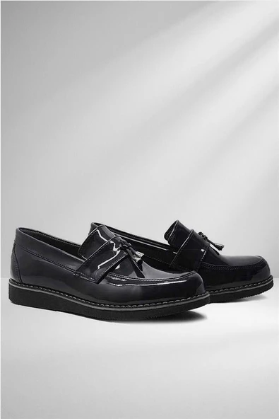 Rakerplus Siyah Rugan Loafer Çocuk Okul Ayakkabı - 8