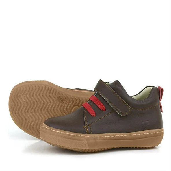 Anatomik Hakiki Deri Kahverengi Yumuşak Lastikli Cırtlı Çocuk Ayakkabı - Resim 6