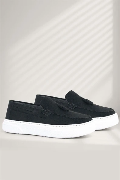 Rakerplus Siyah Süet Erkek Çocuk Klasik Makosen Ayakkabı ürün görseli