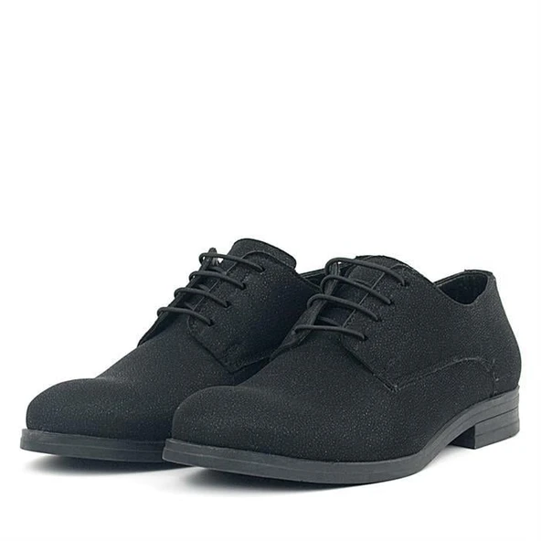 Rakerplus Siyah Simli Bağcıklı Takım Elbise Klasik Çocuk Ayakkabı - 11