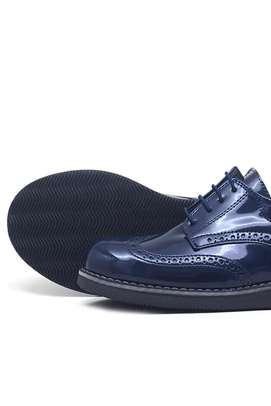 Rakerplus Lacivert Rugan Bağcıklı Klasik Erkek Çocuk Ayakkabı - Resim 7