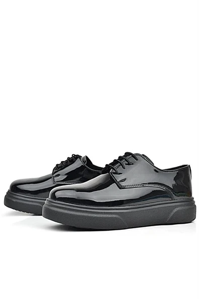 Rakerplus Derby Hakiki Deri Siyah Rugan Siyah Taban Çocuk Klasik Ayakkabı - Resim 12