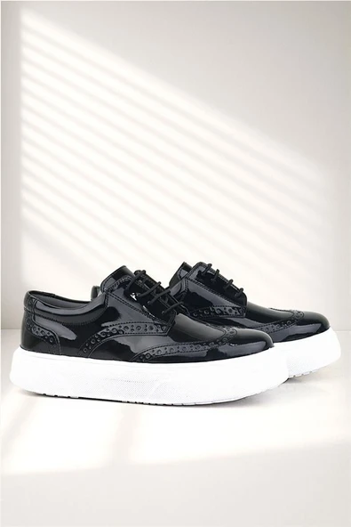 Rakerplus Siyah Rugan Beyaz Taban Oxford Çocuk Klasik Ayakkabı ürün görseli