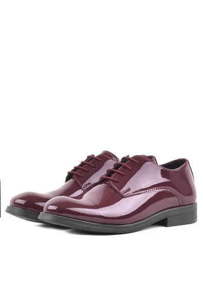 Rakerplus Bordo Rugan Bağcıklı Oxford Çocuk Okul Ayakkabısı - 4