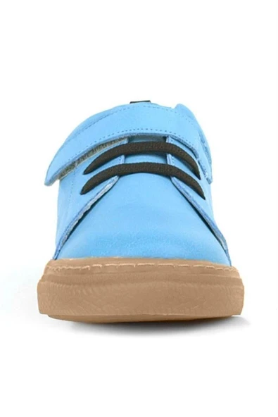 Anatomik Hakiki Deri Yumuşak Mavi Lastikli Cırtlı Çocuk Ayakkabı - Resim 4