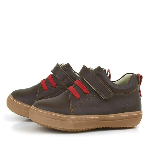 Anatomik Hakiki Deri Kahverengi Yumuşak Lastikli Cırtlı Çocuk Ayakkabı - Resim 4