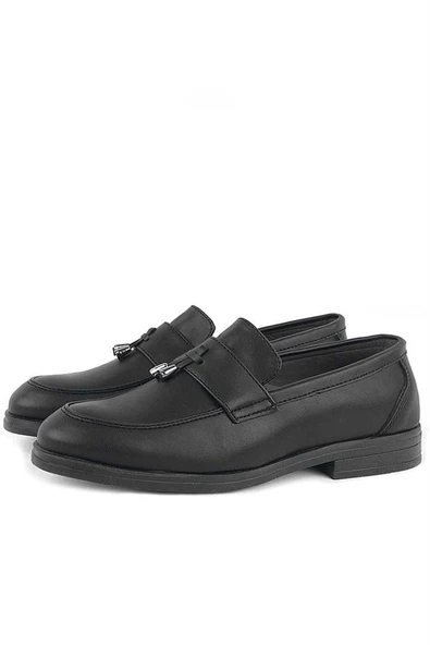 Rakerplus Loafer Siyah Mat Erkek Klasik Çocuk Ayakkabı - Resim 4